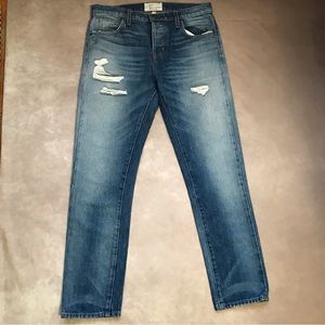 Current/Elliott The Slouchy Skinny Jeans Zephyr Destroy 100% Cotton Denim 26
